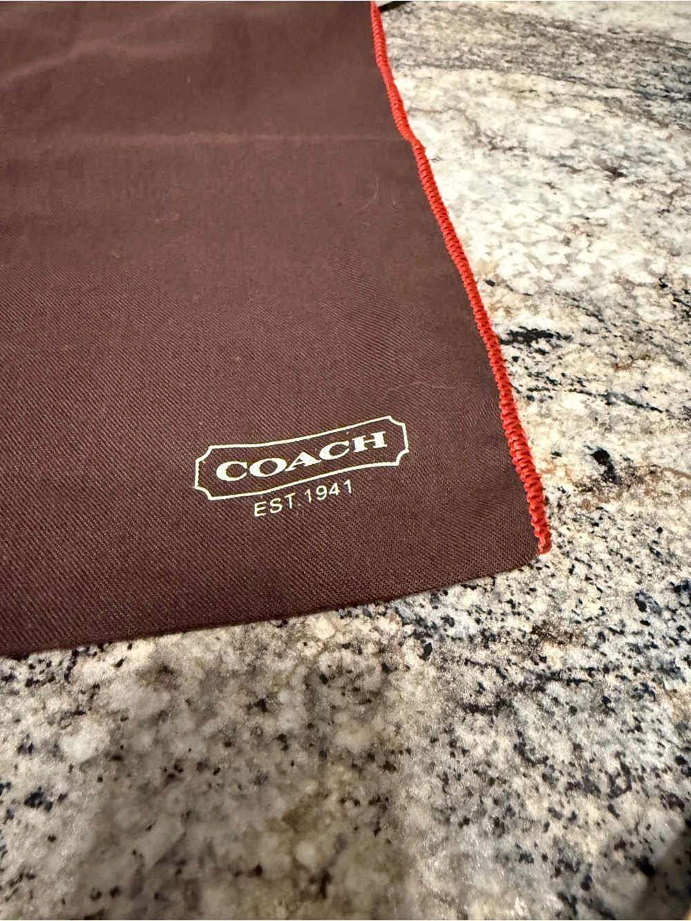COACH Brown Drawstring Dust Bag with Red Trim - Picture 2 of 4